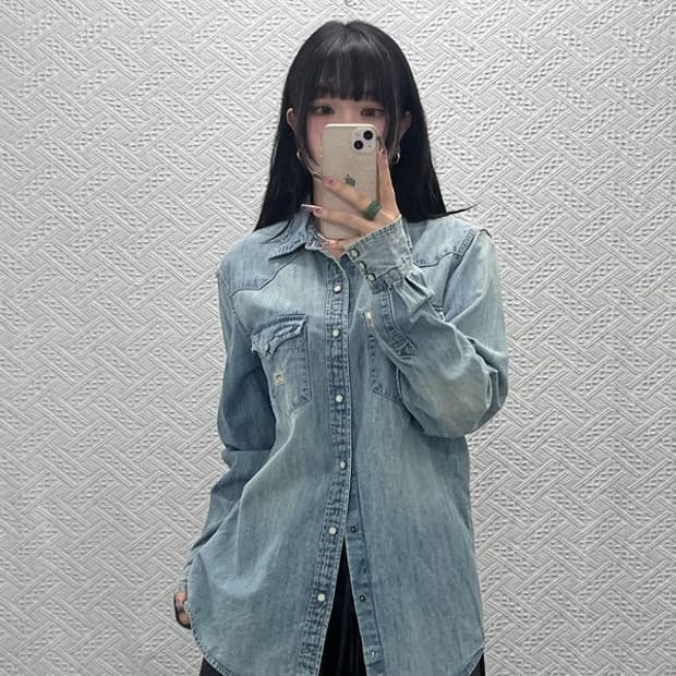 데님앤서플라이 랄프로렌 컨트리 빈티지 버튼 데님셔츠 M C11655