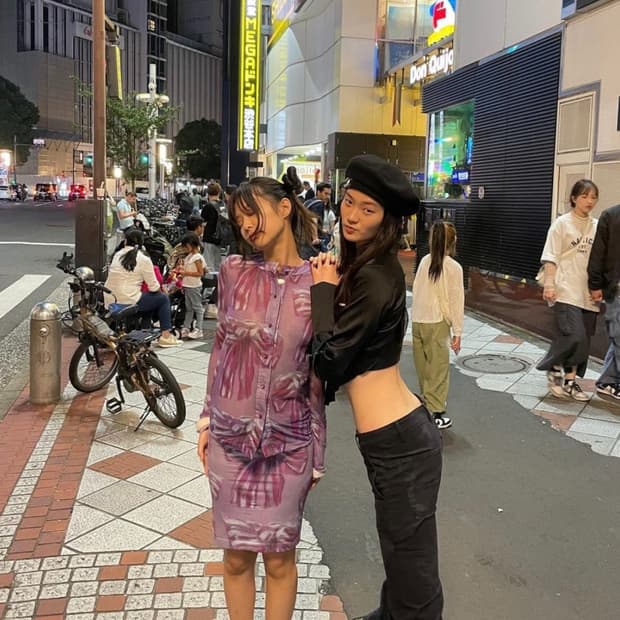Acne studios bow print 제니 리본 스커트 롱슬리브 세트