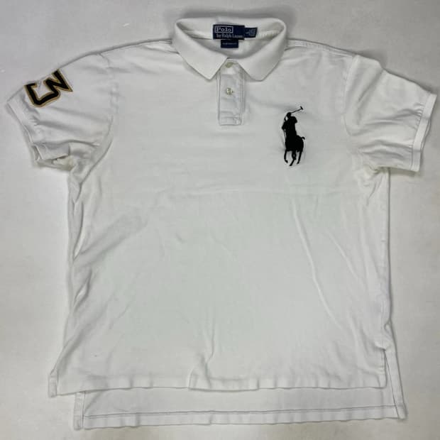 폴로 랄프로렌 빅포니 메시 카라티 화이트 블랙