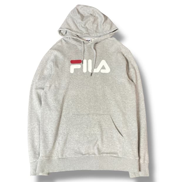 휠라 빅로고 프린팅 라이트그레이 후드 L