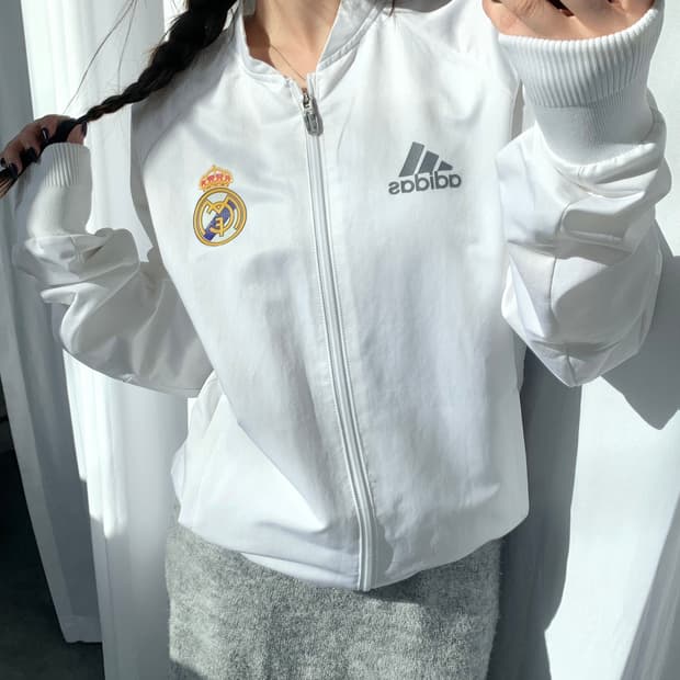 Adidas 아디다스 오리지널 레알마드리드 화이트컬러 바람막이 자켓