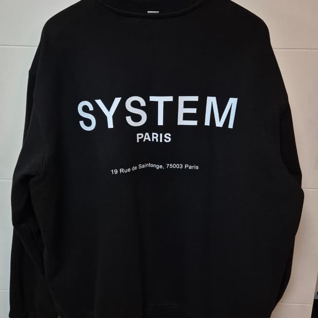 (95) 시스템옴므 파리컬렉션 백로고 블랙 맨투맨