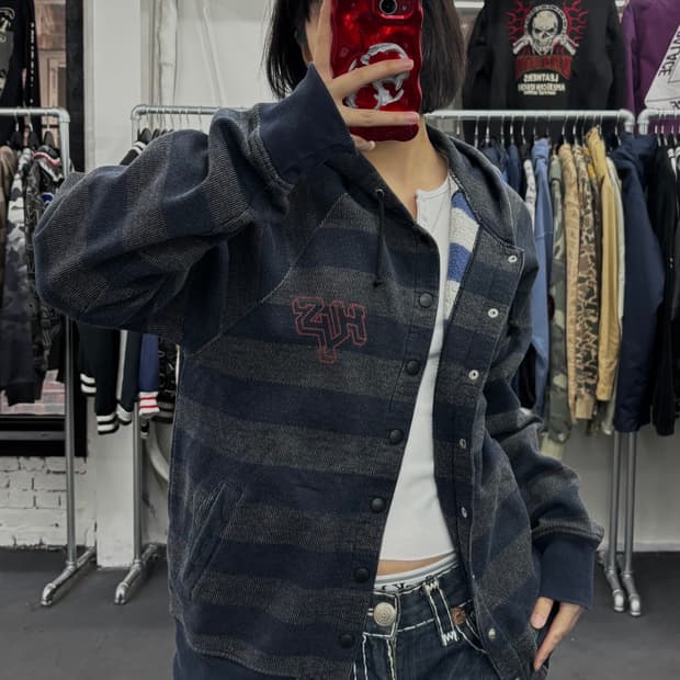 히스테릭 글래머 스트라이프 후드 자켓