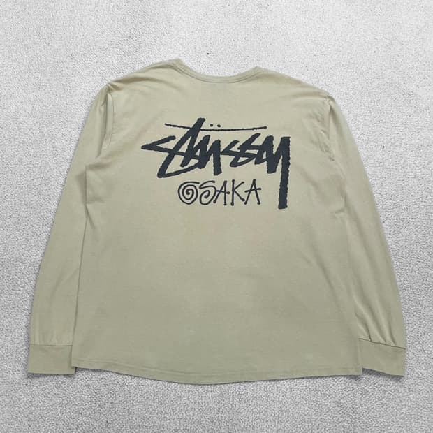 스투시 Stussy 스탁 로고 오사카 롱슬리브 베이지