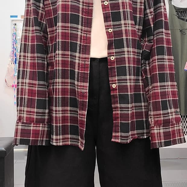 아디다스 남성 체크 셔츠남방