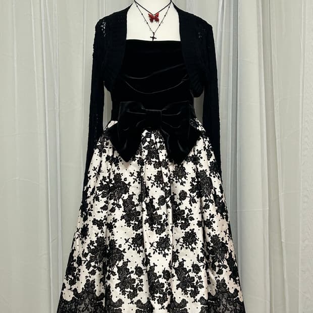 로맨틱고딕 오리엔탈 리본아일렛 원피스 고스 고스로리 갸루