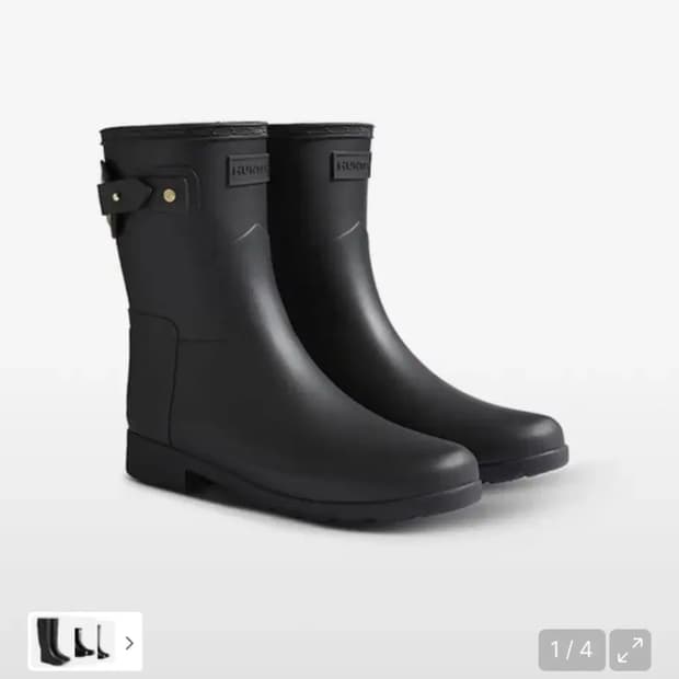 Hunter 헌터 리파인드 아일렛 버클 숏 레인부츠 블랙 UK6