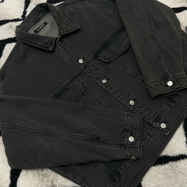 [실측2XL]Glamour 투포켓 흑청 데님 트러커 자켓