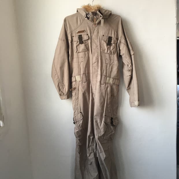 Fake fur hood jumpsuit