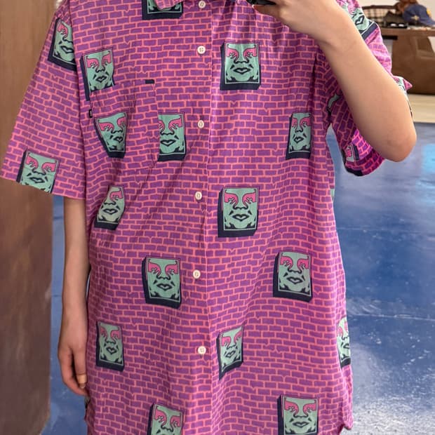 Obey 오베이 핑크 페이스 하와이셔츠 