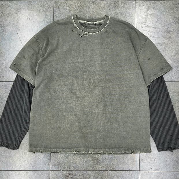 빈티지 반팔 레이어드 티셔츠