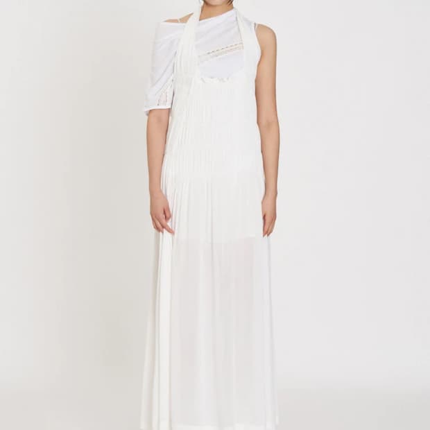 Anggae 홀터넥 롱 드레스 아이보리