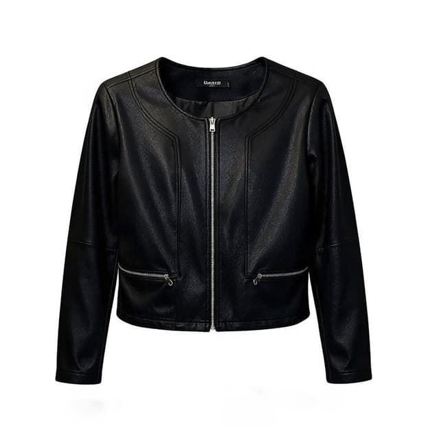 LAURA JO PARIS 크롭 집업 자켓 노카라 글리터 디테일 블랙