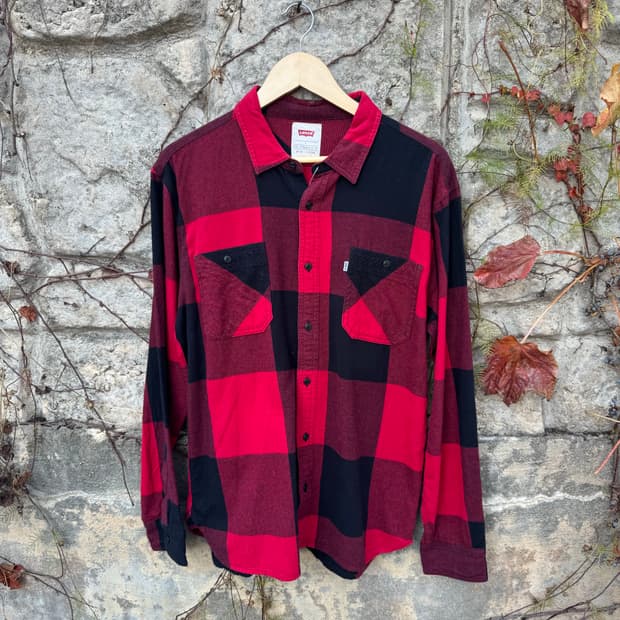 리바이스 빈티지 투포켓 플란넬 버팔로 체크 셔츠 L