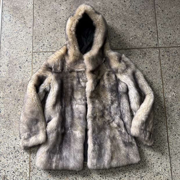 [M~L] Glycine Kinoshita 양가죽 양털 후드 퍼 코트