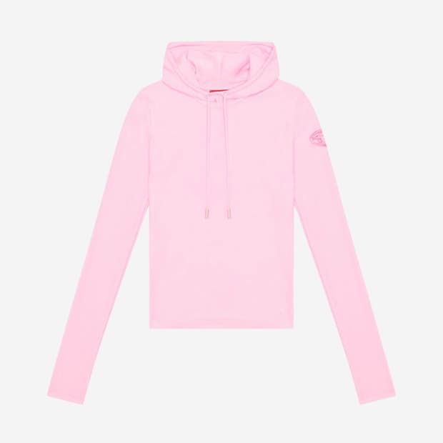 Diesel Hoodie Shiny Stretch Nylon Pink