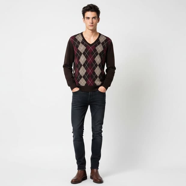 바나나 리퍼블릭 아가일 브이넥 울니트 95사이즈