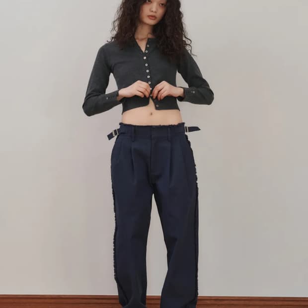 플리즈프로젝트 DESTROYED TROUSERS, NAVY