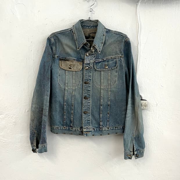 저스트 까발리 2014 컬렉션 스터드 락스타 데님 자켓