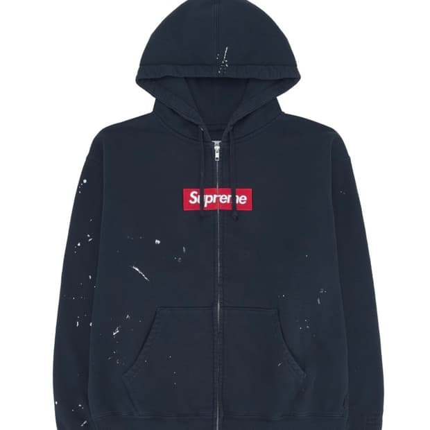 슈프림 MM6 메종 마르지엘라 박스로고 집업 후드 네이비 XL 새제품