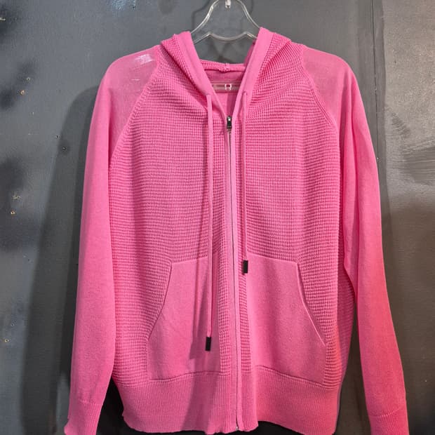 핑크 니트 후드 집업 55 66