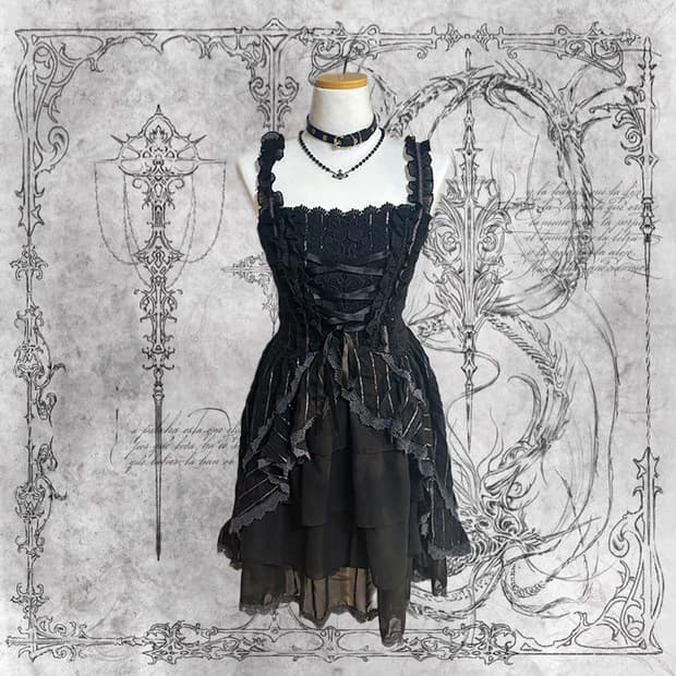 axes femme 엑시즈팜 펑크 고스로리 원피스