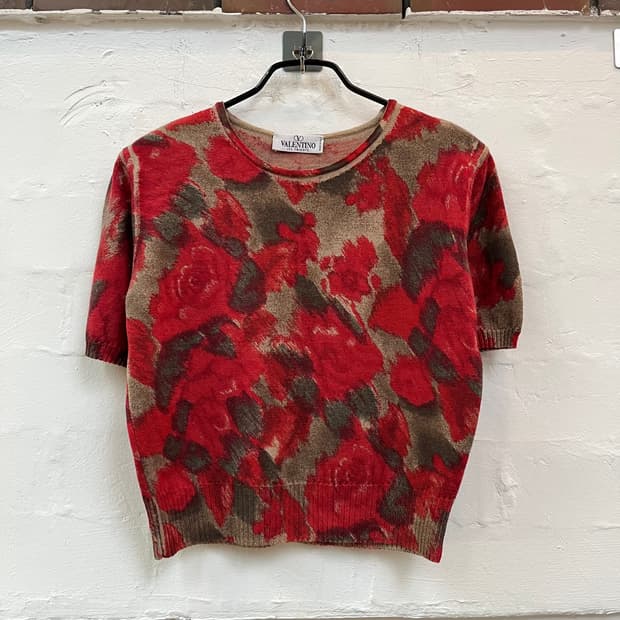 Valentino 로즈 반팔 울 니트 42