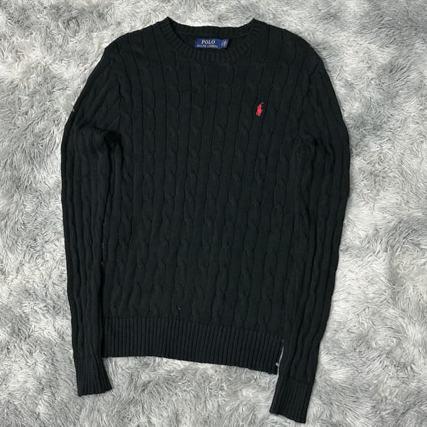 폴로랄프로렌 꽈배기 블랙 케이블니트 s