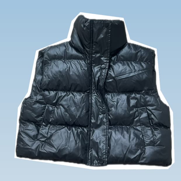 유광 크롭 패딩 조끼