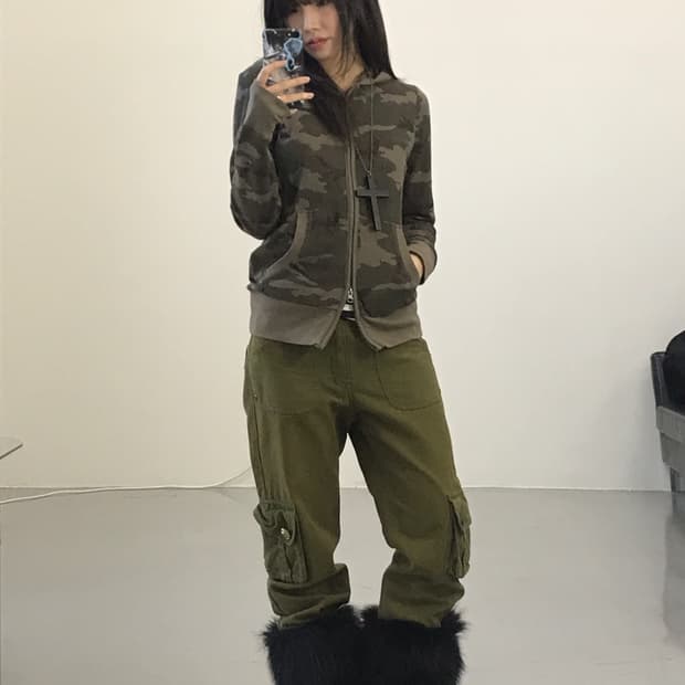 Purple&yellow Camo Zip Up Hoodies