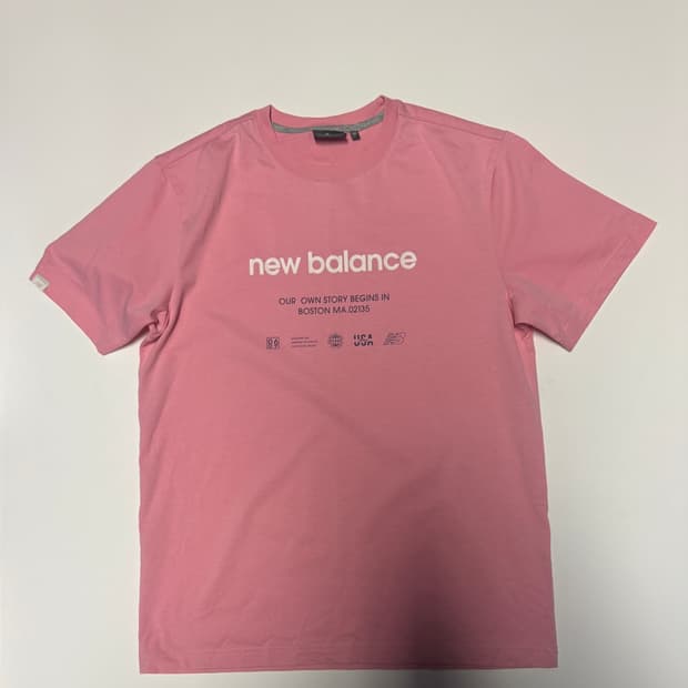 정품 뉴발란스 스펠로고 반팔 티셔츠 핑크 M ~ L