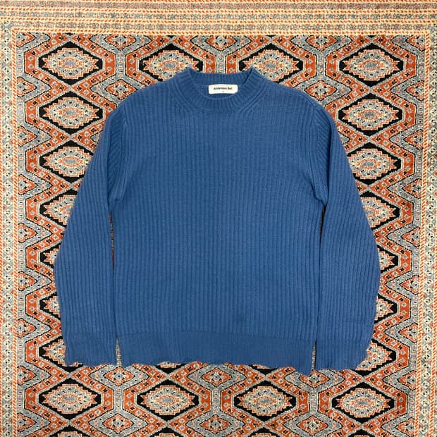 앤더슨벨 블루 짜임 울혼방 니트 남성S