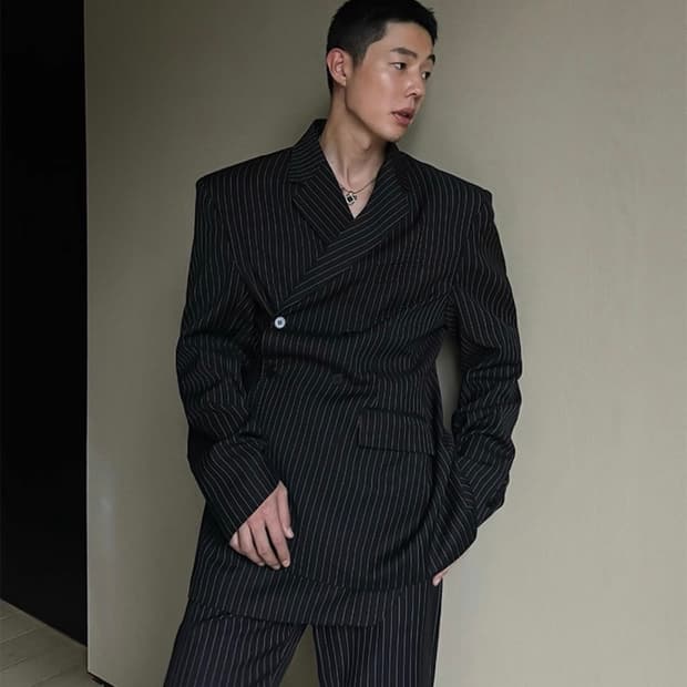 Weave studio 렉토맛 스트라이프 랩 블레이저 셋업 XL