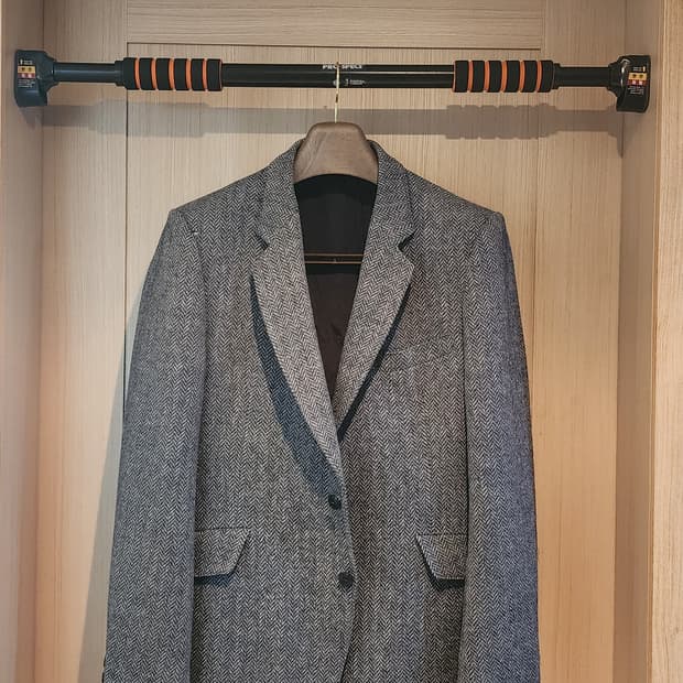 네이비 헤링본 울자켓 L(하자)