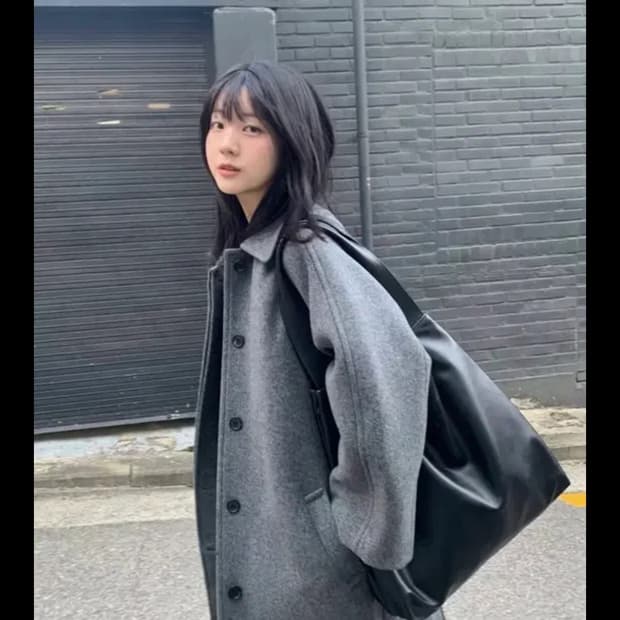 1회 시착) lfm 래글런 울 롱코트 그레이