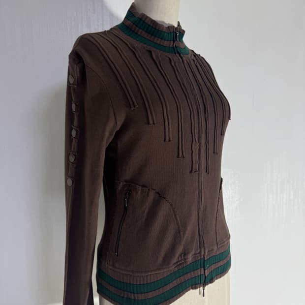 Koji tachiyama 컷오프 테이프 디테일 집업 자켓 y2k 