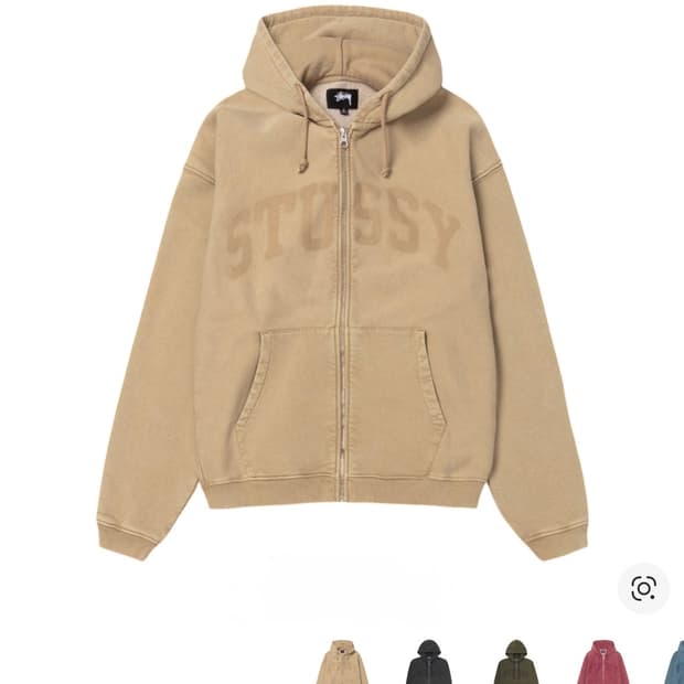 스투시 페이디드 그래픽 집 후드 워시드 베이지