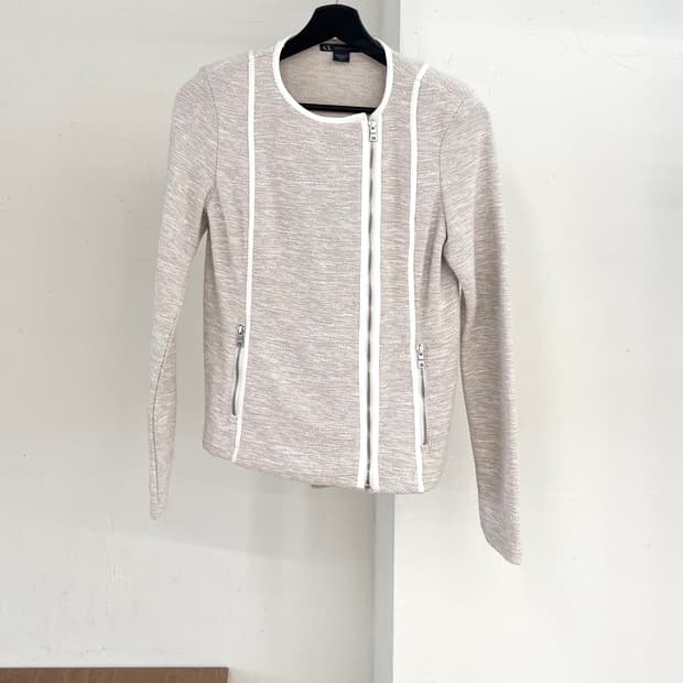 아르마니 익스체인지 베이지 텍스처 니트 모토 자켓