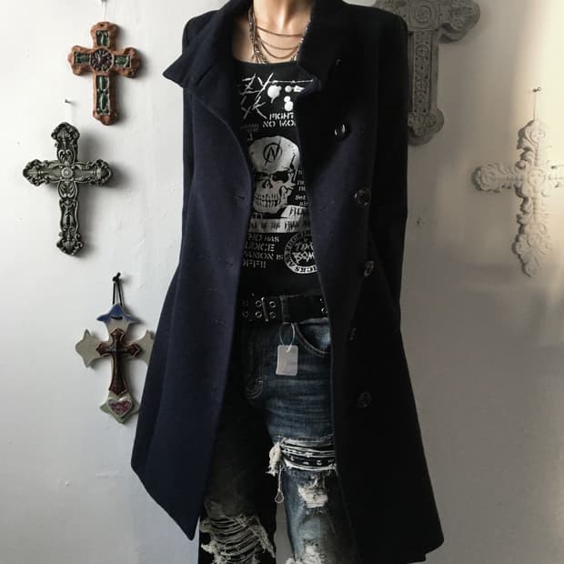 Belted high neck coat