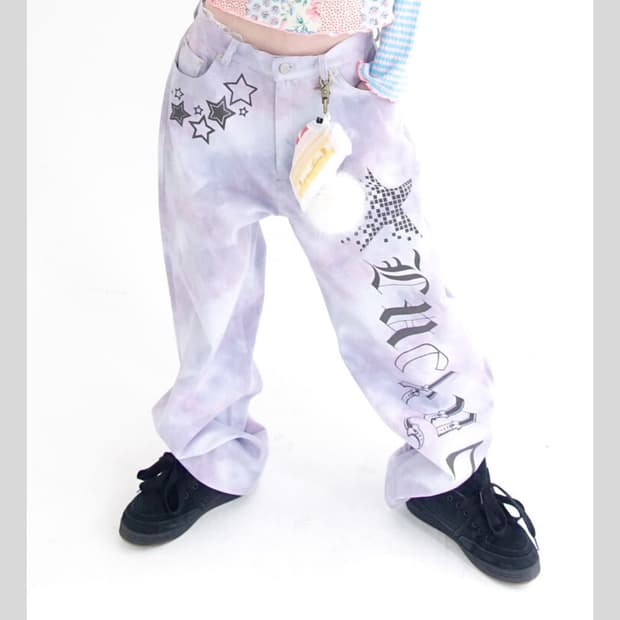 샵페어리 페어리룸 바지  lucky 7 dying wide denim (