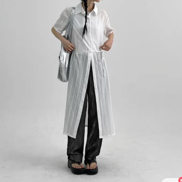 블랙업 여름 셔츠 롱원피스 