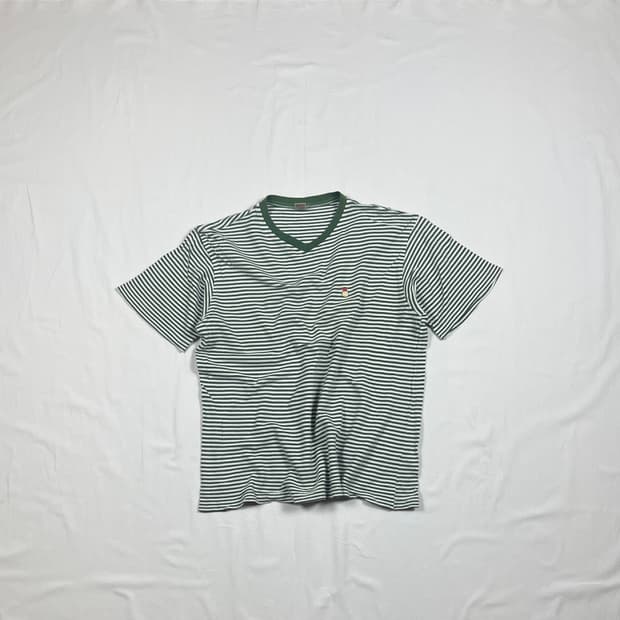 90‘s 스투시 stussy s 크라운 로고 스트라이프 반팔티