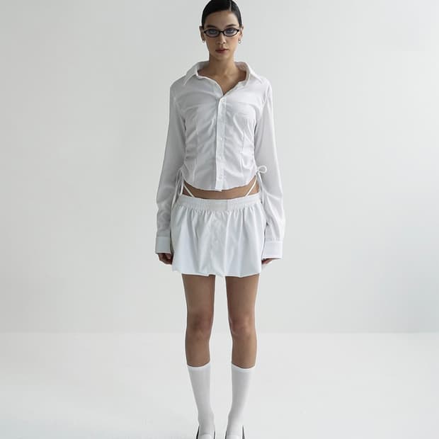 배드블러드) 벌룬 미니 스커트 화이트 S