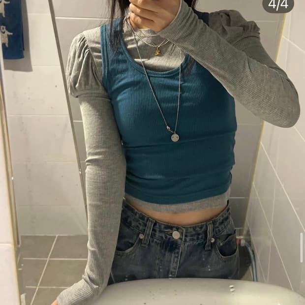 르몽드페페 퍼프 롱슬리브 티셔츠 나시 세트