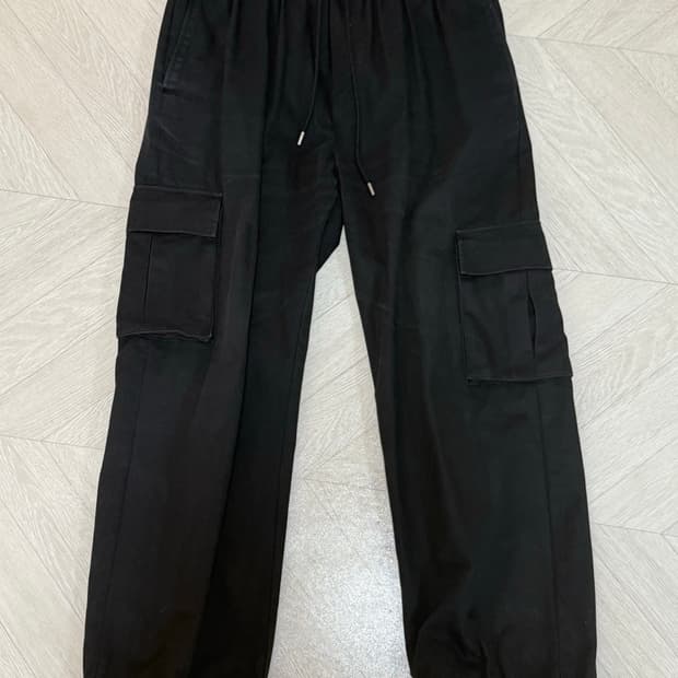 [XL] 드로우핏 치노 와이드 스트링 카고 팬츠 블랙