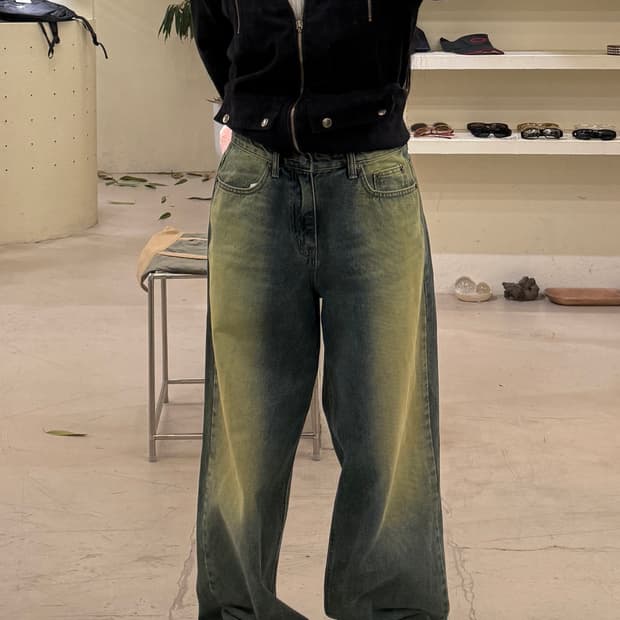 빈티지 워시드 와이드 데님 팬츠 U495