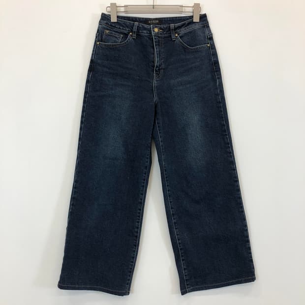 게스 프리미엄 금장스틸로고 와이드데님진 27 인치