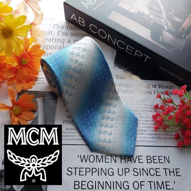 MCM 엠씨엠 실크 블루 로고 패턴 넥타이 8.6cm A+등급 K3034