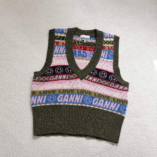 가니 GANNI 그래픽 패턴 베스트 니트 조끼
