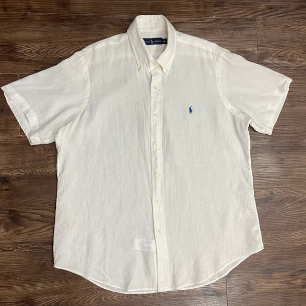 폴로 랄프로렌 린넨 반팔 셔츠 화이트